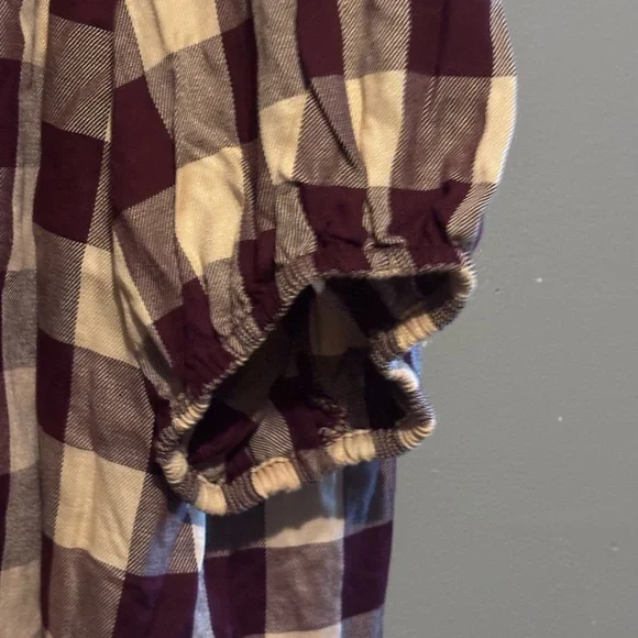 NWT Plaid Cato Baby Doll Drop Sleeve Blouse - Picture 9 of 9